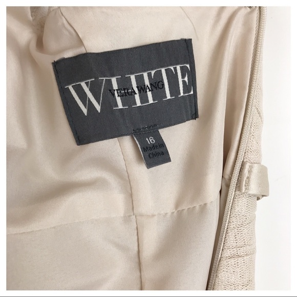 NWT White Vera Wang Pleated Bobbin Net Bridesmaid Dress in Champagne Size 16 - Picture 12 of 15